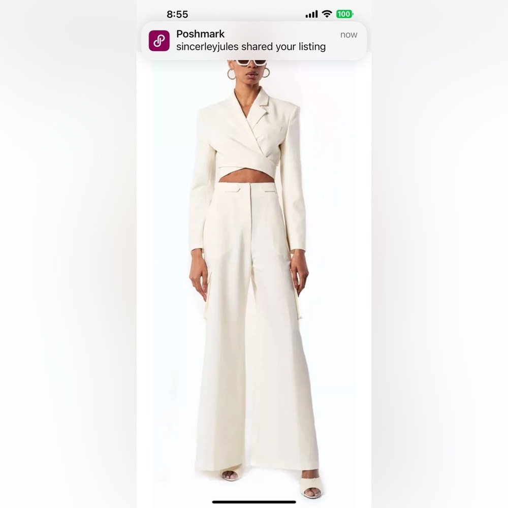 NWT Ronny Kobo Chuck Cargo Pant in Ivory, XS, MSRP $338